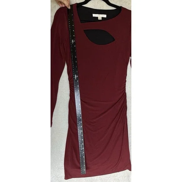 Boston Proper Dress Women 8 Burgundy Red Revenge Holiday Cocktail Cutout Scarlet - Picture 3 of 9